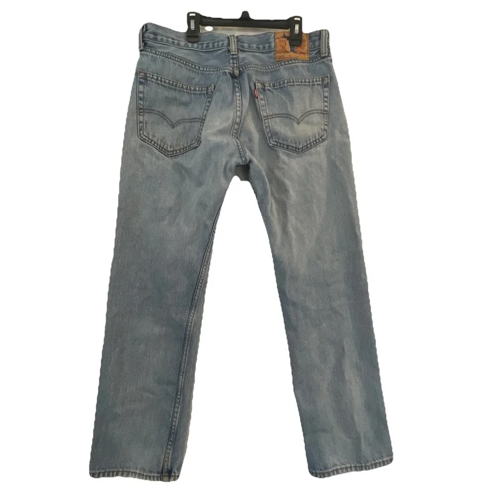 Trashed‎ Levis 505 Jeans Men Sz 32x29 Light Wash Blue Straight Leg  Denim Cotton